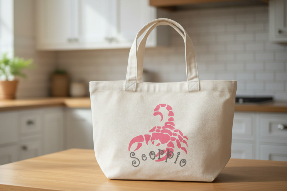 White Scorpio Mini Tote Bag