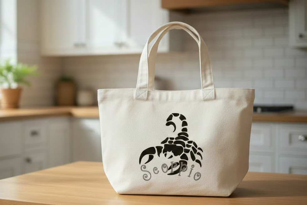 White Scorpio Mini Tote Bag