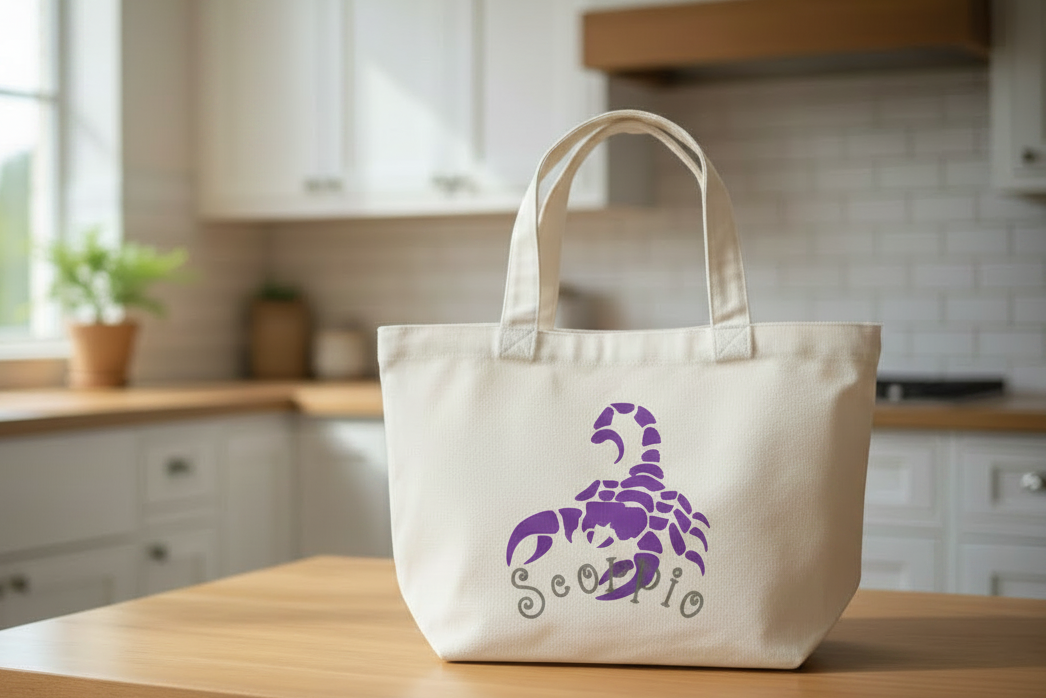 White Scorpio Mini Tote Bag