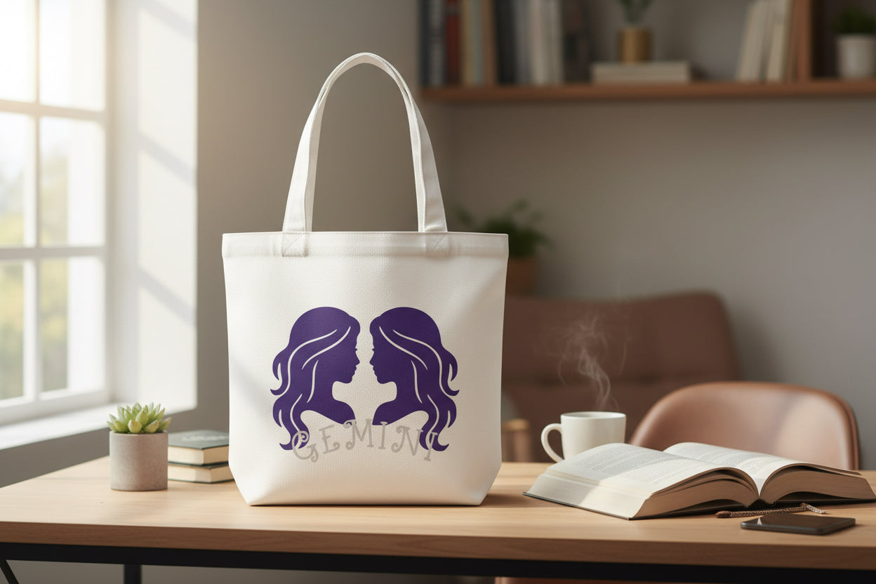 White Gemini Mini Tote Bag
