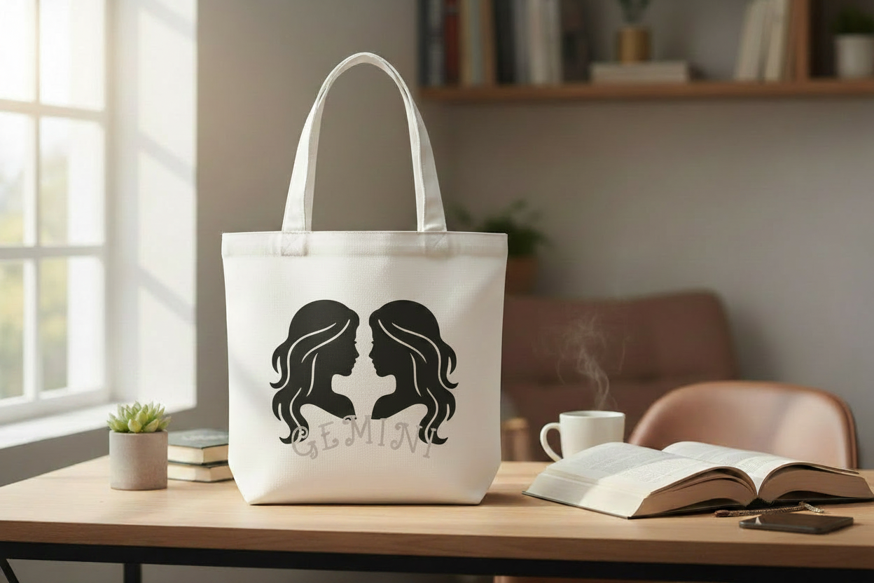 White Gemini Mini Tote Bag