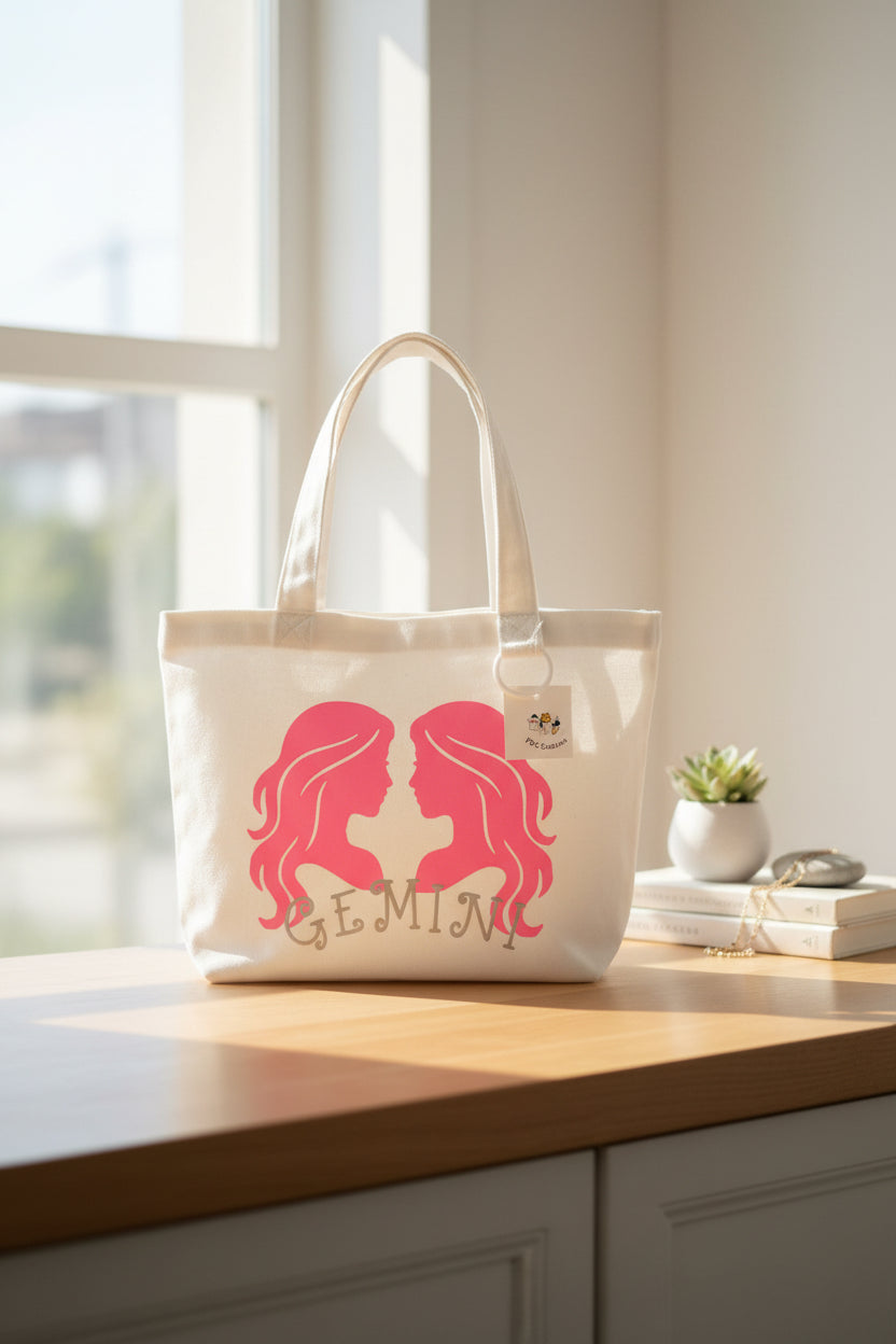White Gemini Mini Tote Bag